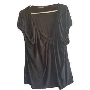 PLUS size george 3X black top bow style front short sleeve